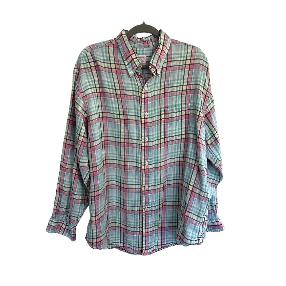 Brooks Brothers size XL plaid Irish linen me s shirt